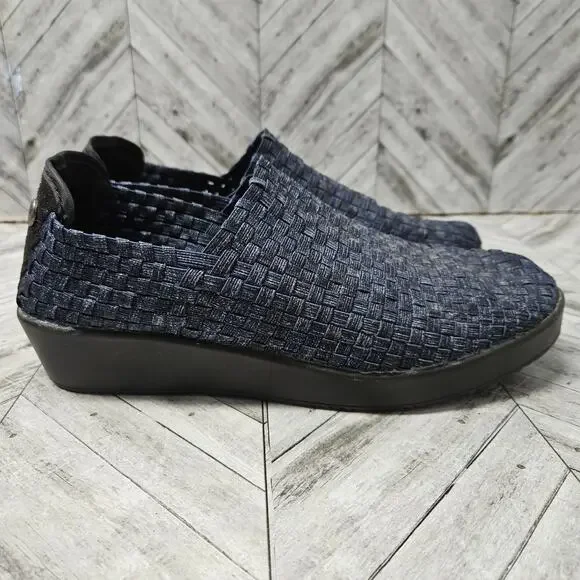 Bernie Mev Smooth Cha Cha Slip On Wedge Blue Womens 40 - Picture 1 of 7
